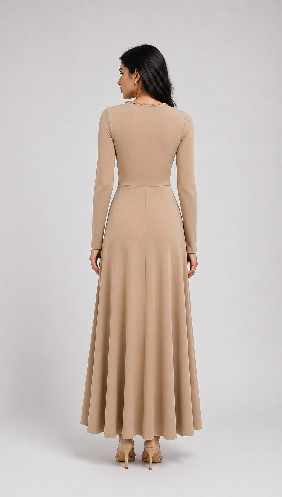 Burgundy Draped Knot Maxi Dress-VELORA