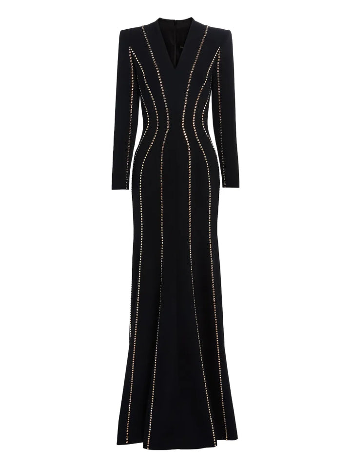 long-sleeve gown with contour stud detailing – ASTRID