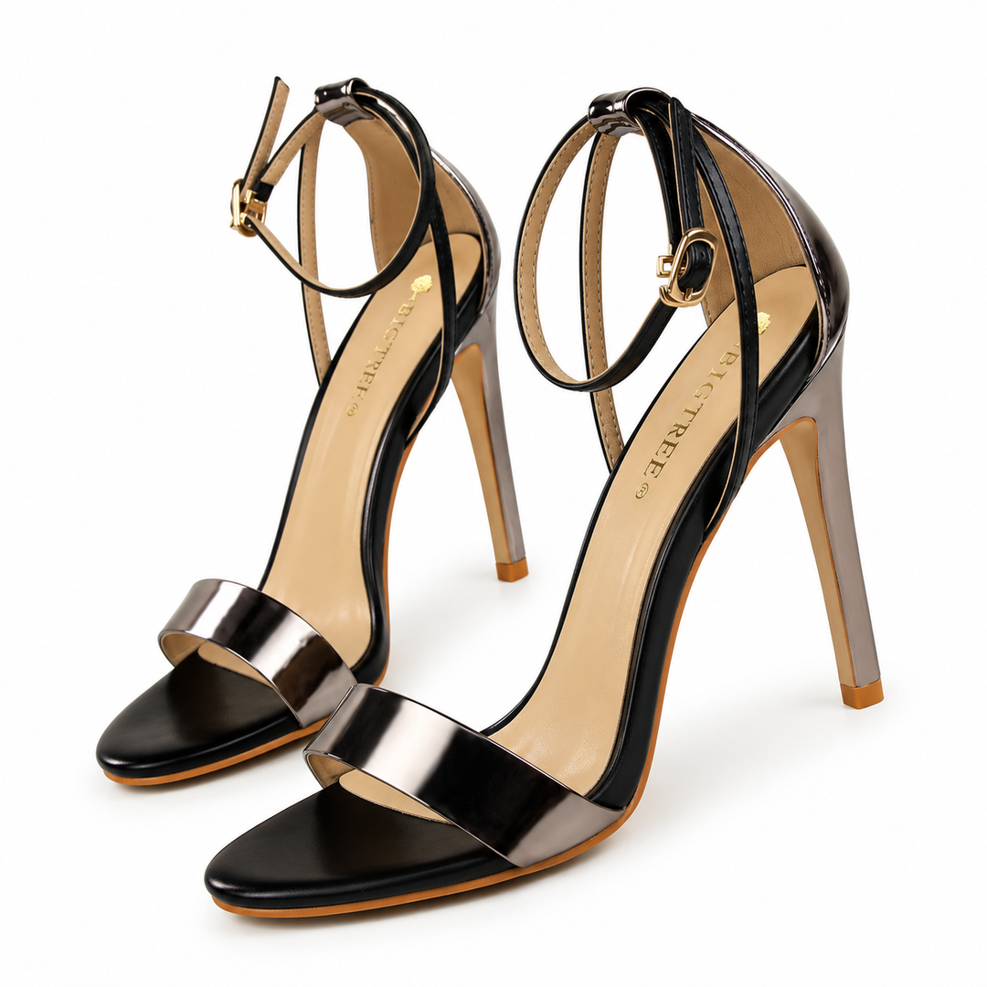 Minimalist Metallic Strap Stiletto Sandals – AURÉLIA