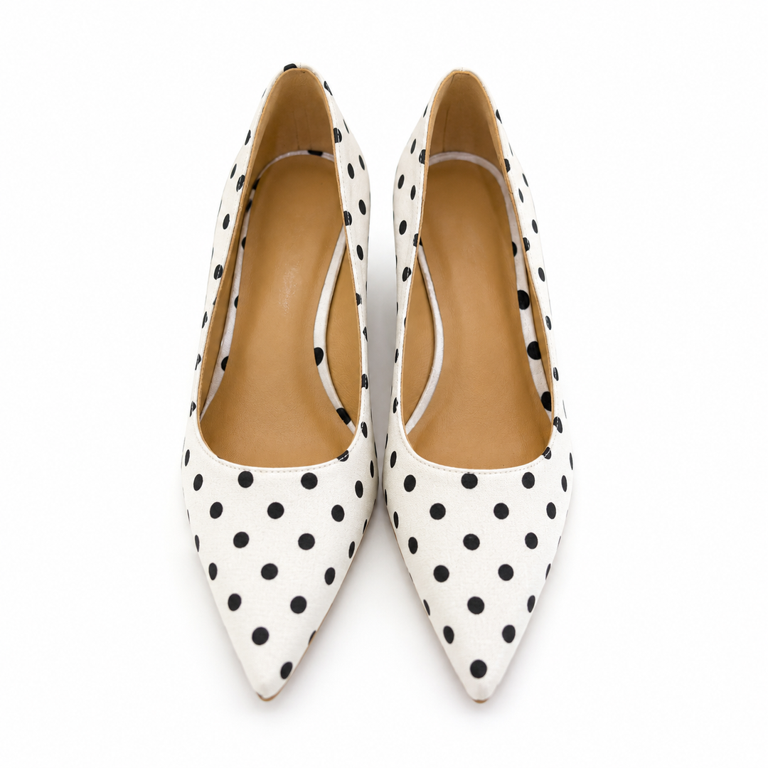 Polka Dot Pointed Heel Shoes - Vintage