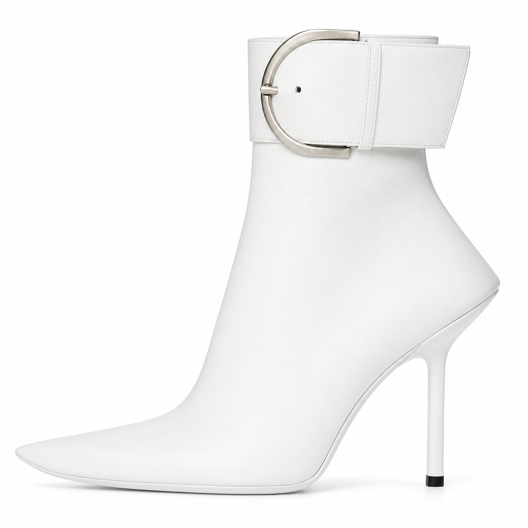 Pointed Toe Buckle Ankle Boots – SIGNATURE