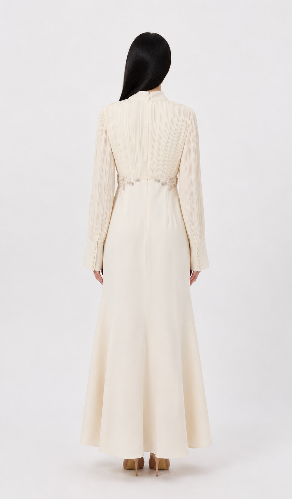 Pearl Waist Bow Maxi Dress - Timeless