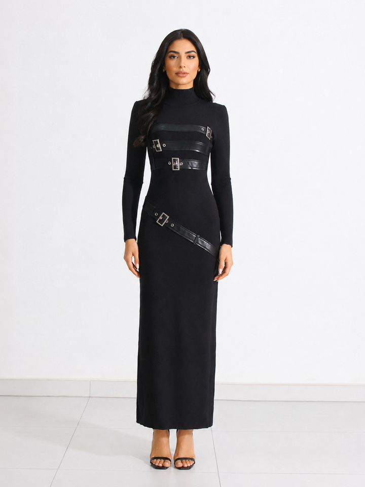 Buckle Detail Knit Maxi Dress - Urban