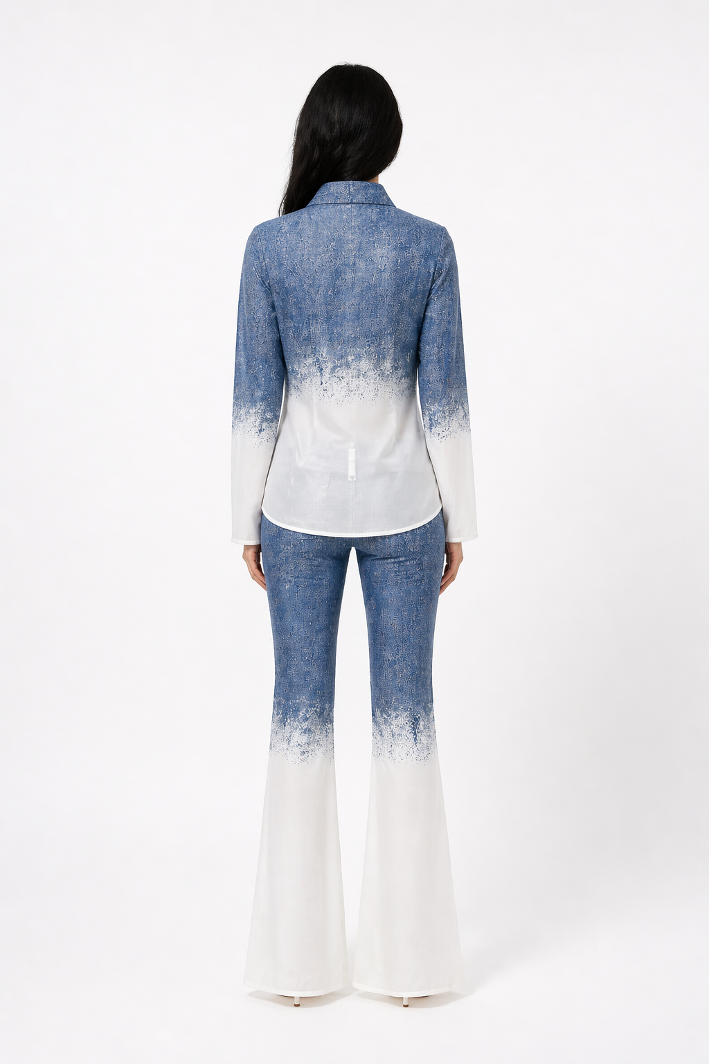 Denim Gradient Sheer Two-Piece Set-DESERT