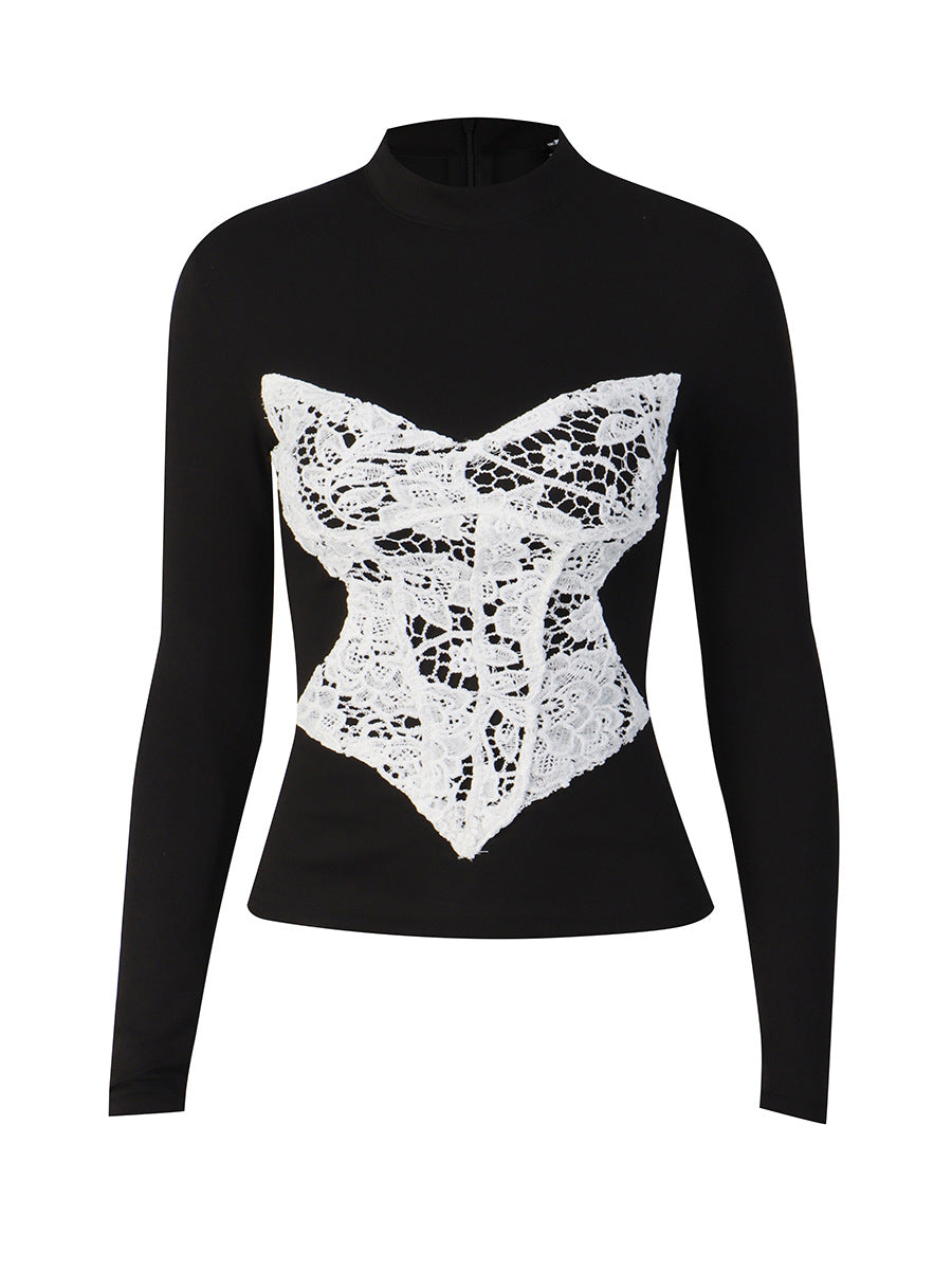 Black Lace Corset Detail Top – VÉRONA