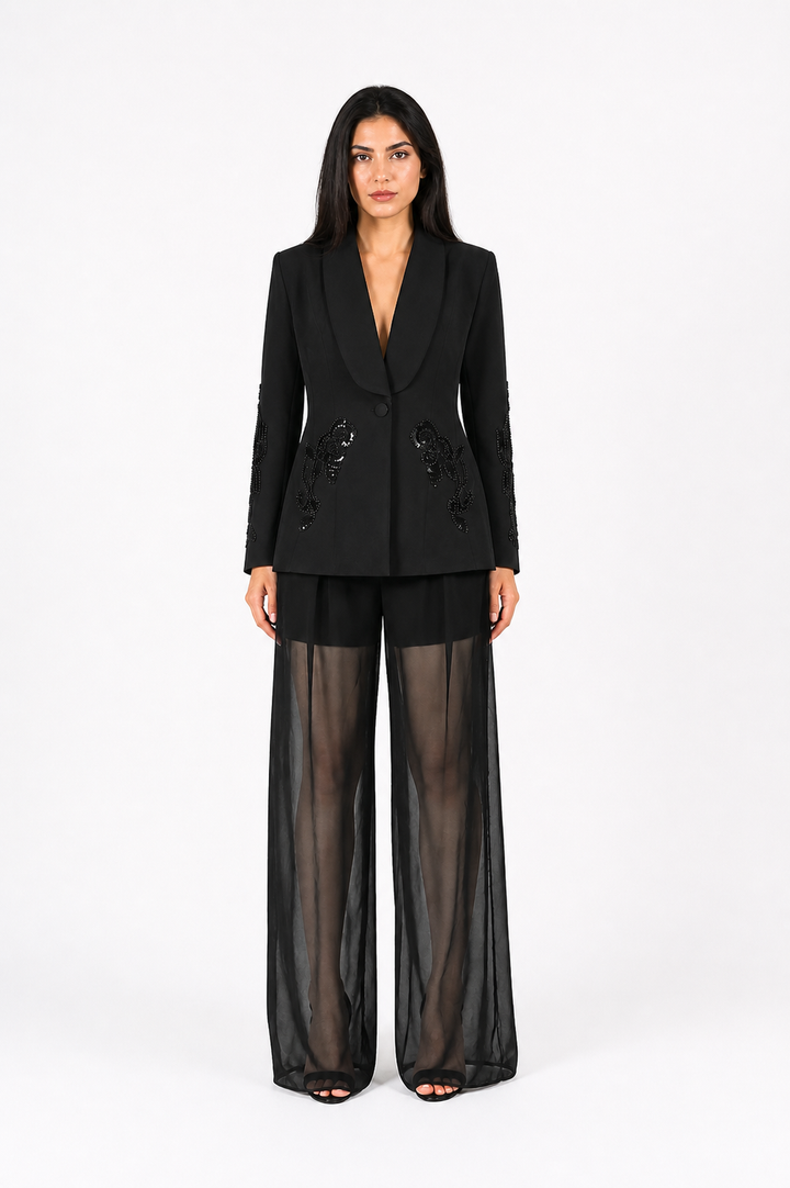 Sheer Overlay Tailored Set – LUXE