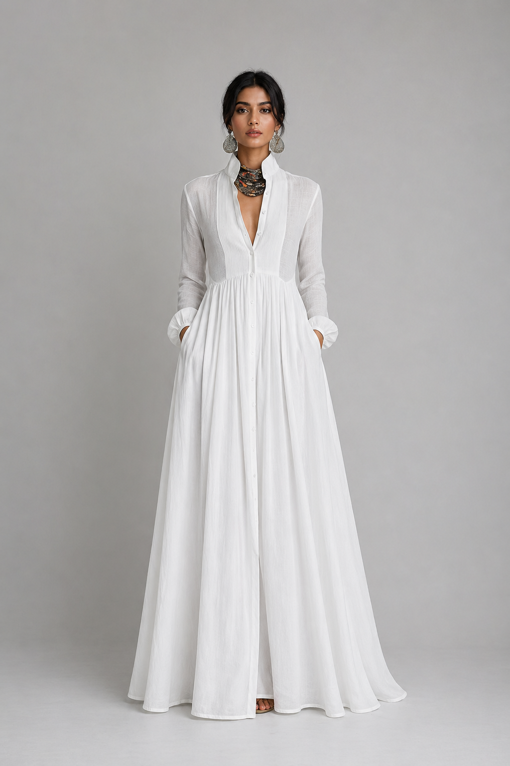 Lime Green Gathered Waist Shirt Maxi Dress - ODD- ROSÉVAS