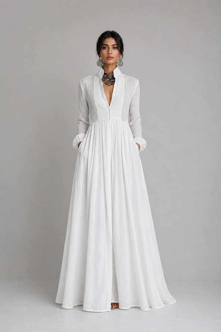 Lime Green Gathered Waist Shirt Maxi Dress - ODD- ROSÉVAS