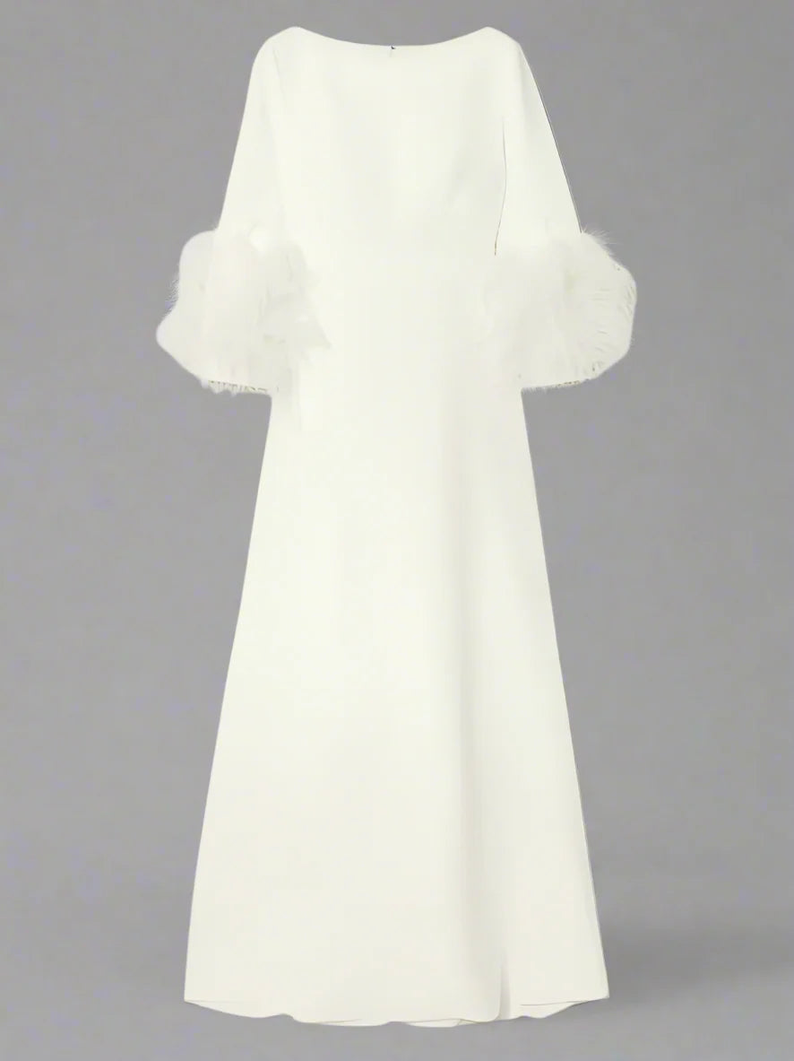 feather-cuff A-line gown – Zonal
