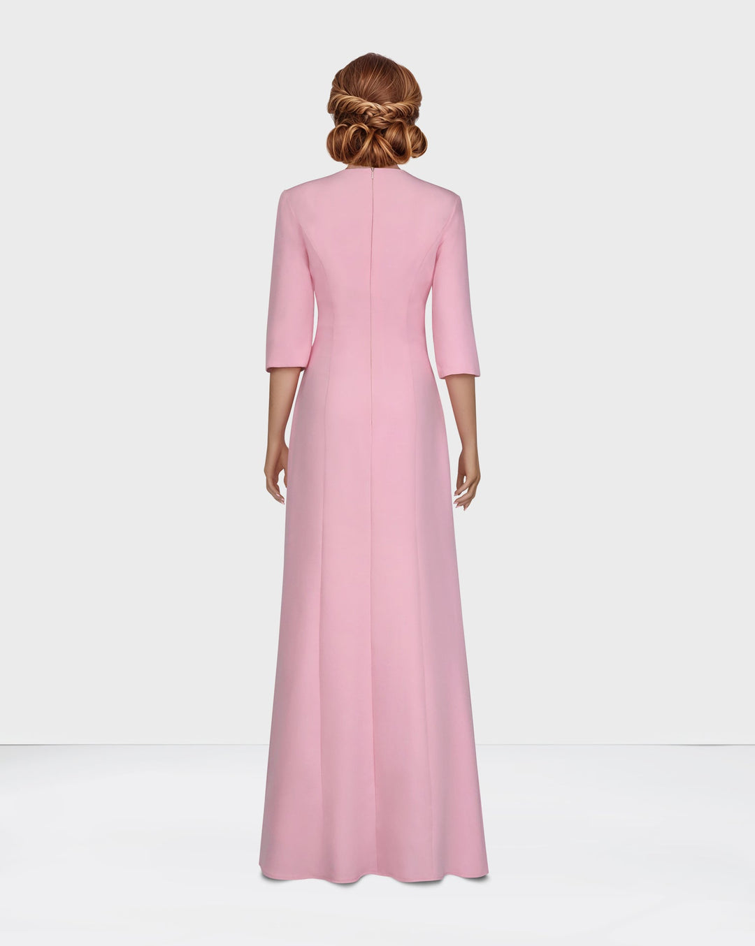 ODD-Sequinned neckline - long floor length pink dress