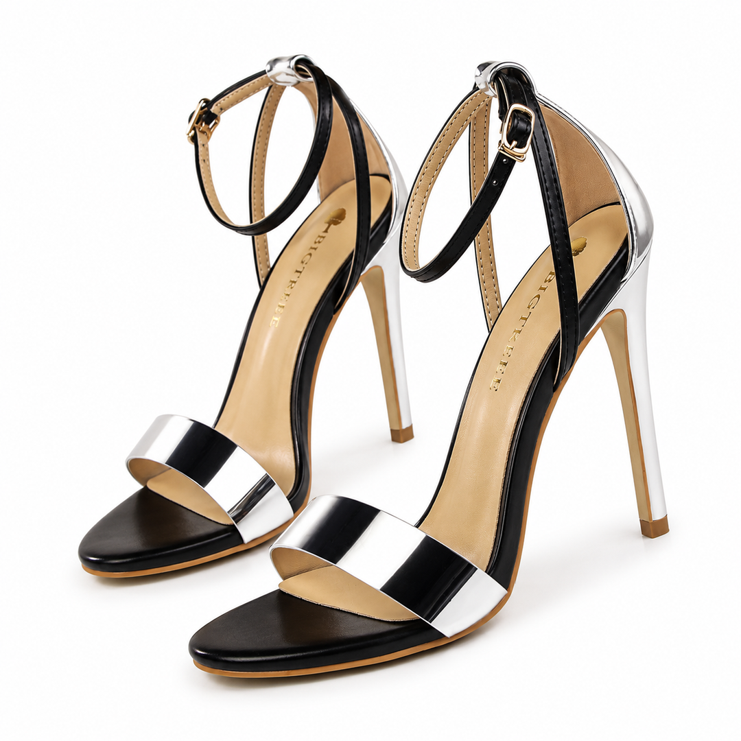 Minimalist Metallic Strap Stiletto Sandals – AURÉLIA