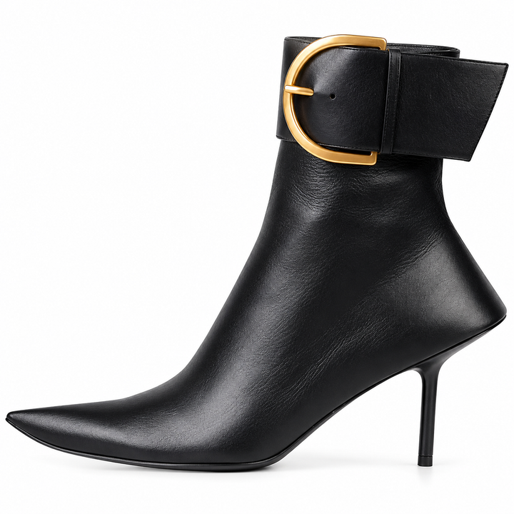 Pointed Toe Buckle Ankle Boots – SIGNATURE