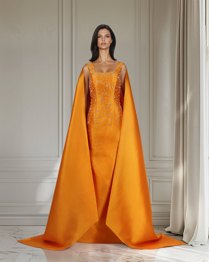 Beaded dress with maxi cape  - ODD-ALASII