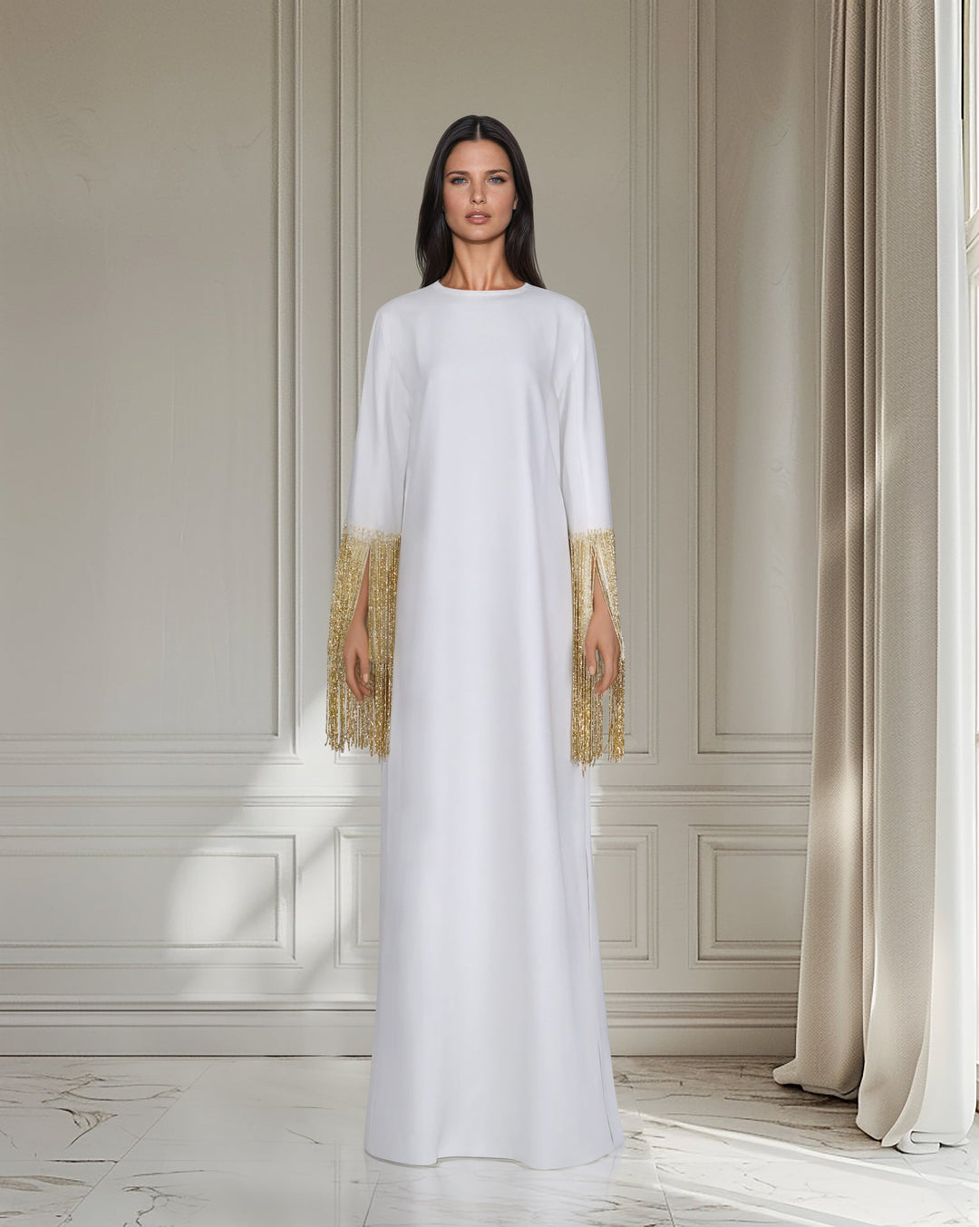 Loose dress with beaded sleeves - ZAYDIN