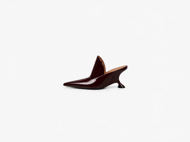Sculpted Heel Pointed Toe Mule Pumps – IVORY