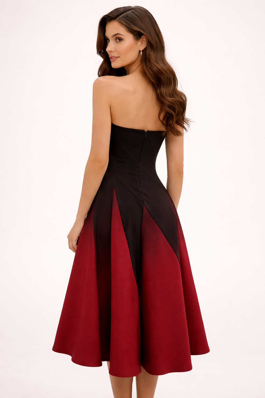 strapless ombre flare dress with structured bodice – RUBY