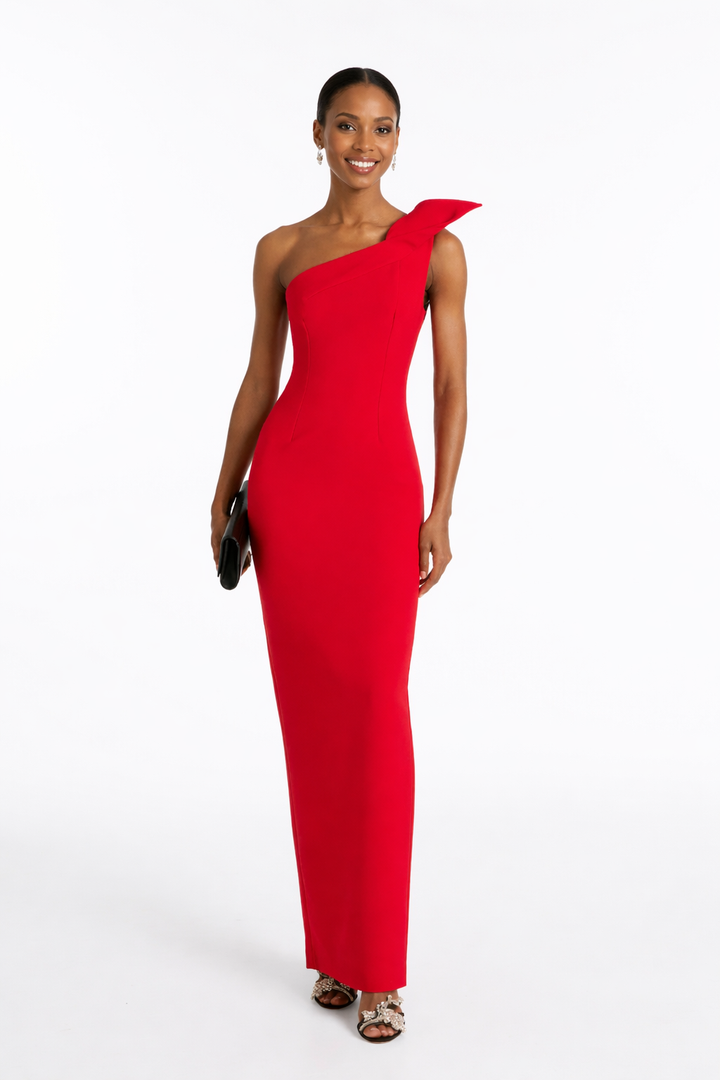 one-shoulder column gown with sculptural strap – ROSALIA