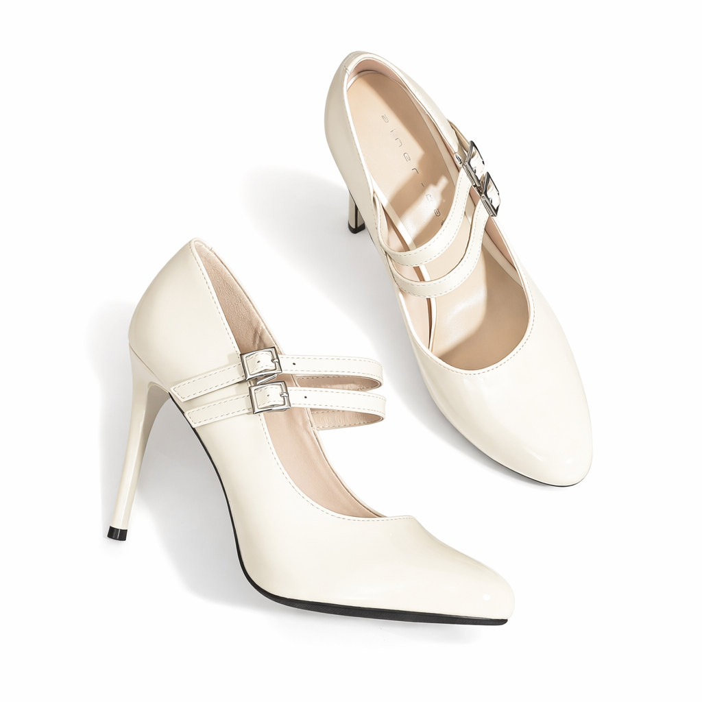 patent leather stiletto pump with double strap – RUBINA