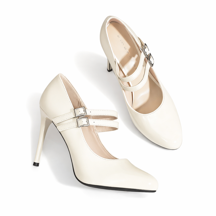 patent leather stiletto pump with double strap – RUBINA
