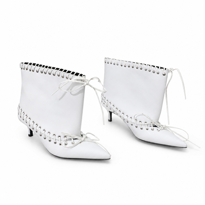 Metallic Lace-Up Ankle Boots – SILVER