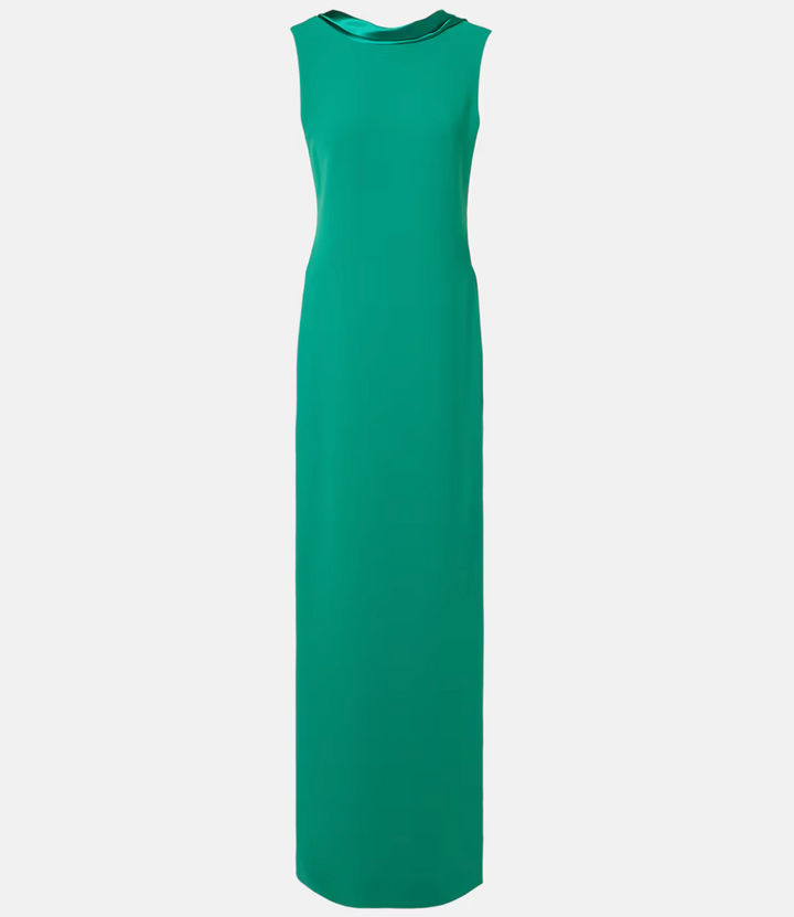 sleeveless draped high-neck column dress – EMERALDA