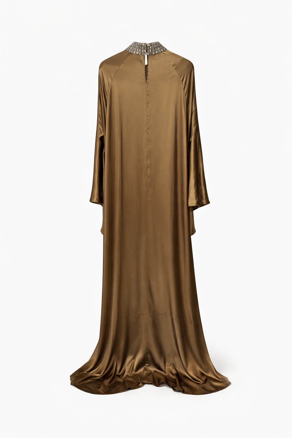 loose maxi satin kaftan dress with embellished neckline – SAHARA