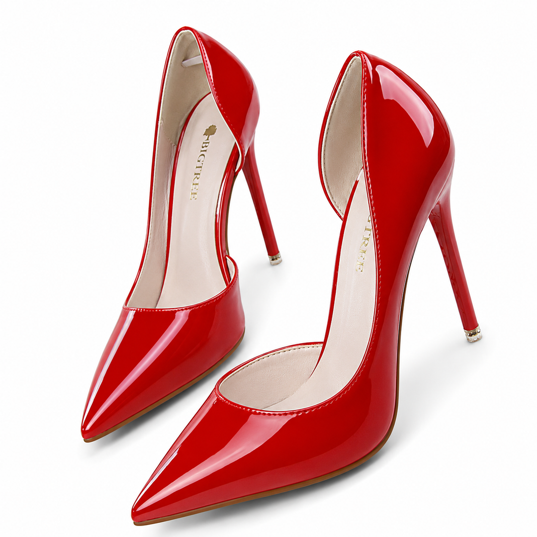 Navy Patent Pointed Stiletto Heels – VÉRONA