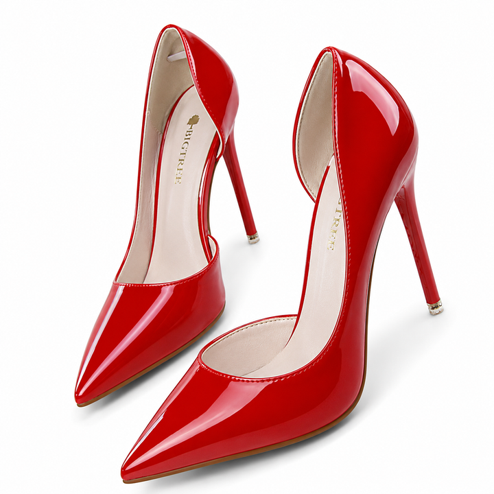 Navy Patent Pointed Stiletto Heels – VÉRONA