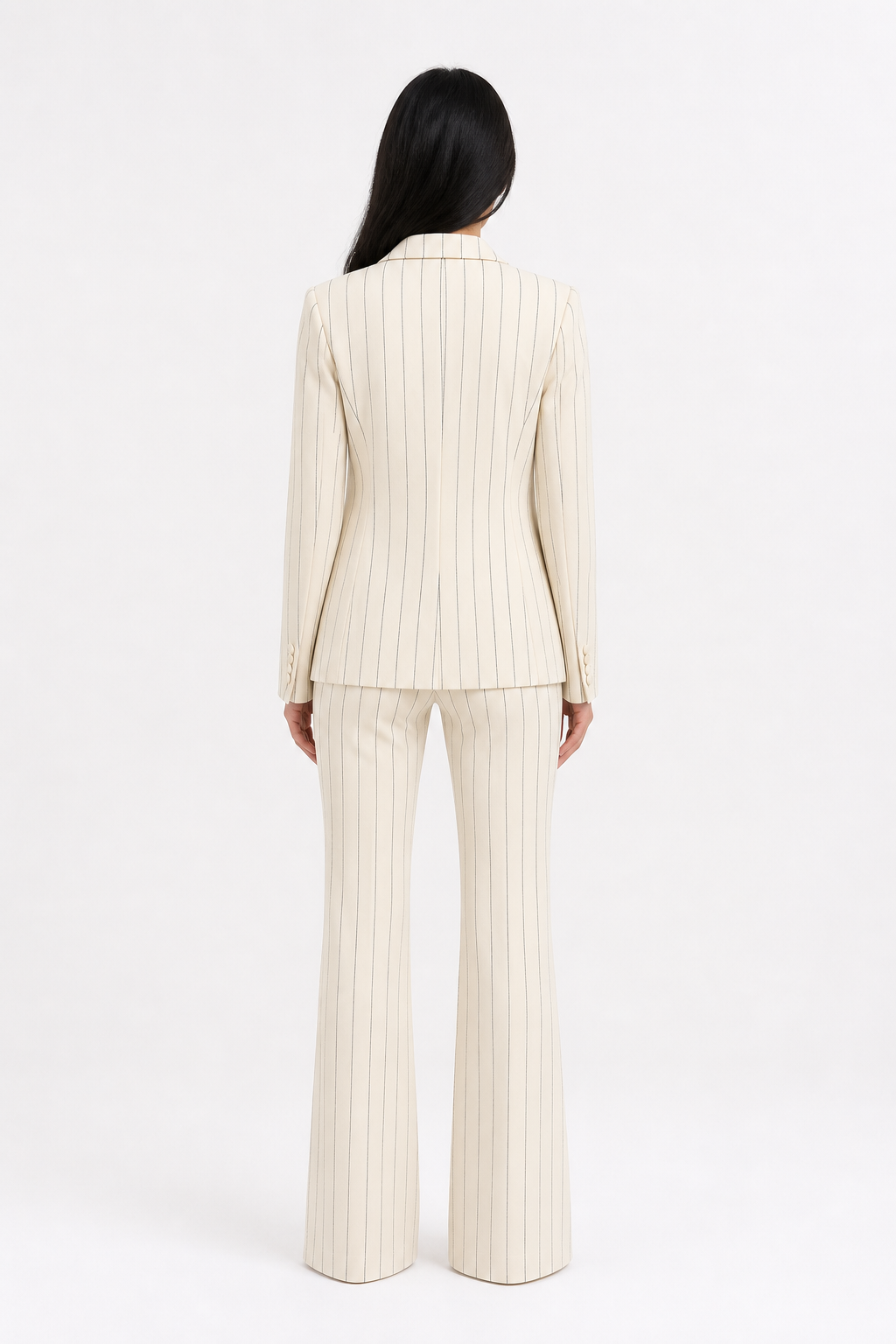 Ivory Pinstripe Tailored Blazer & Flared Pants Set – ÉLARA