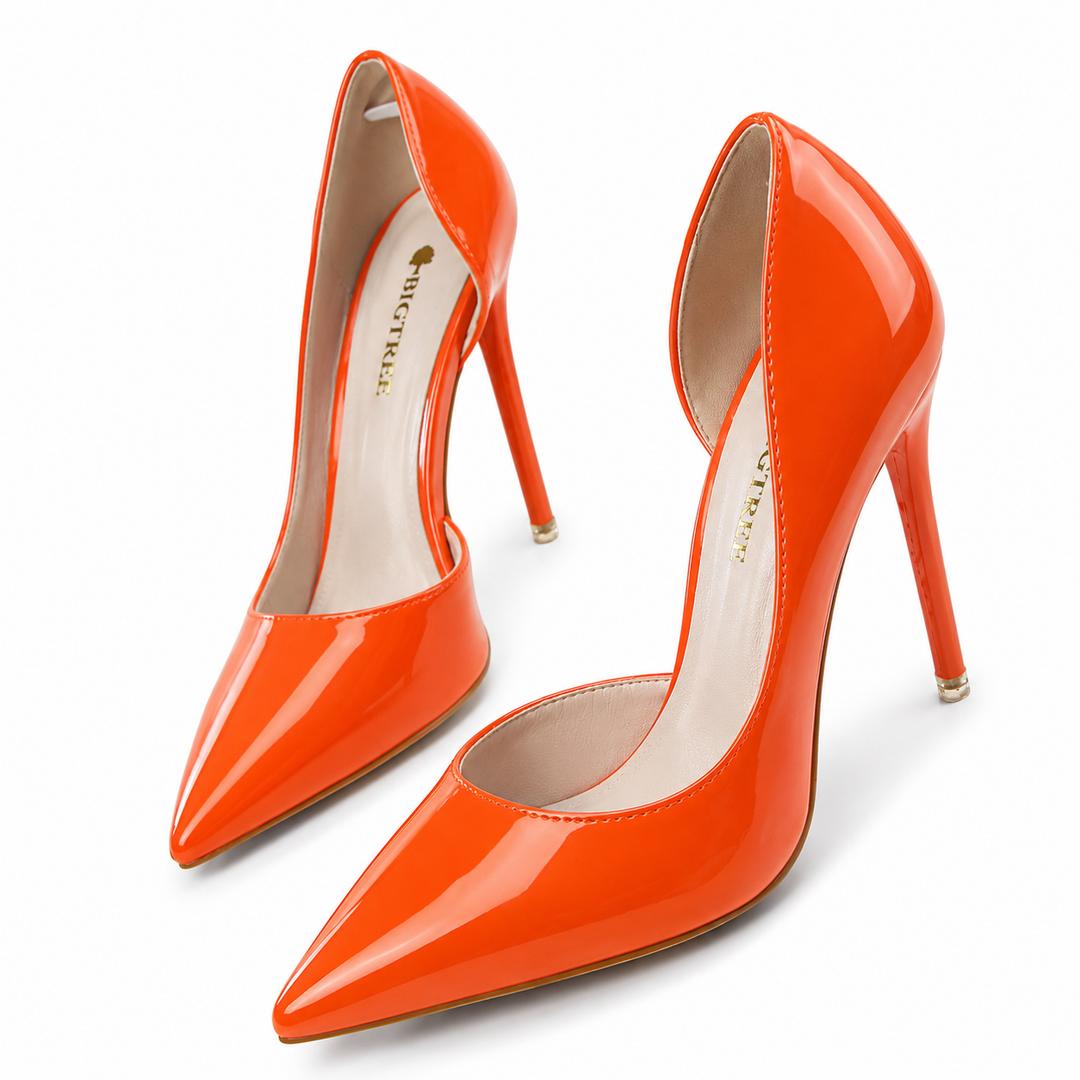 Navy Patent Pointed Stiletto Heels – VÉRONA