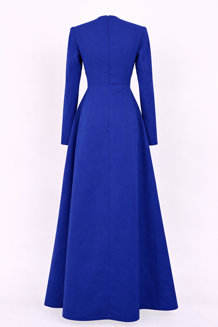 long sleeve A-line dress with embellished sweetheart bodice – AZURA