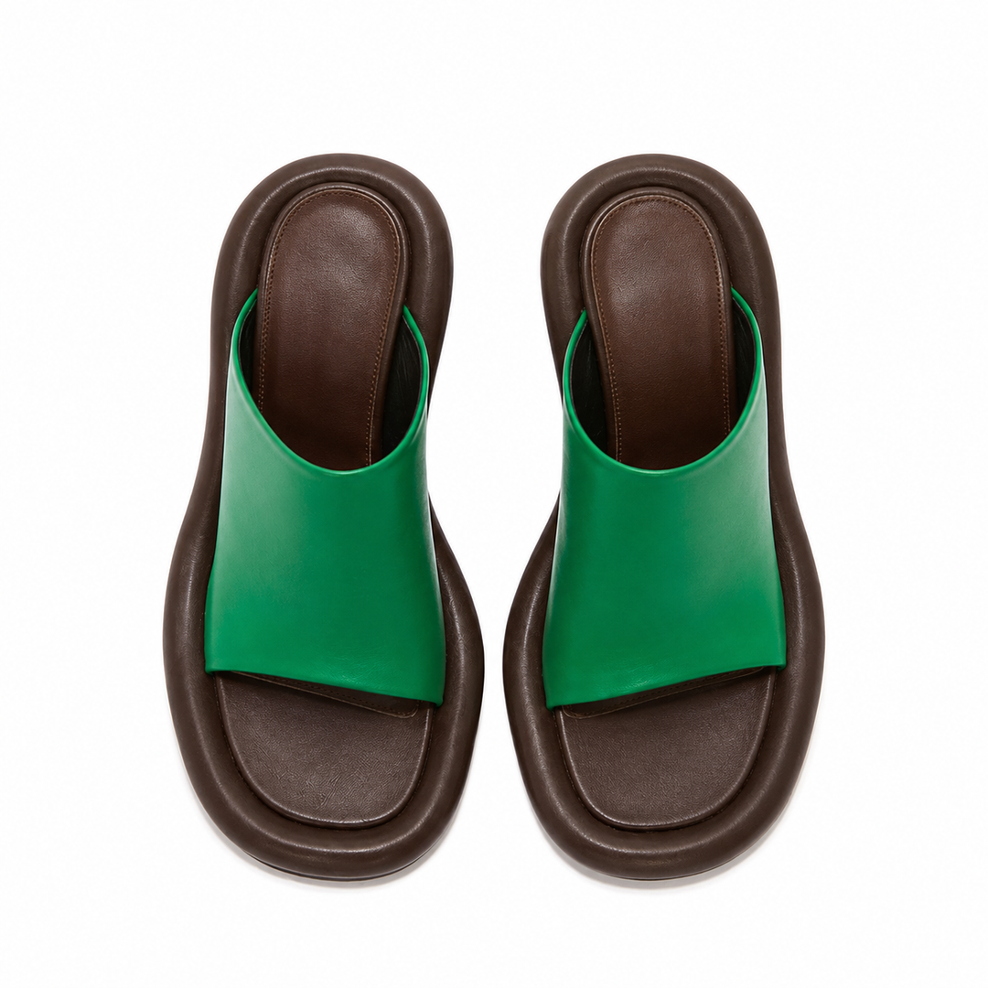 Colorblock Sculpted Heel Mule Sandals – CANDY