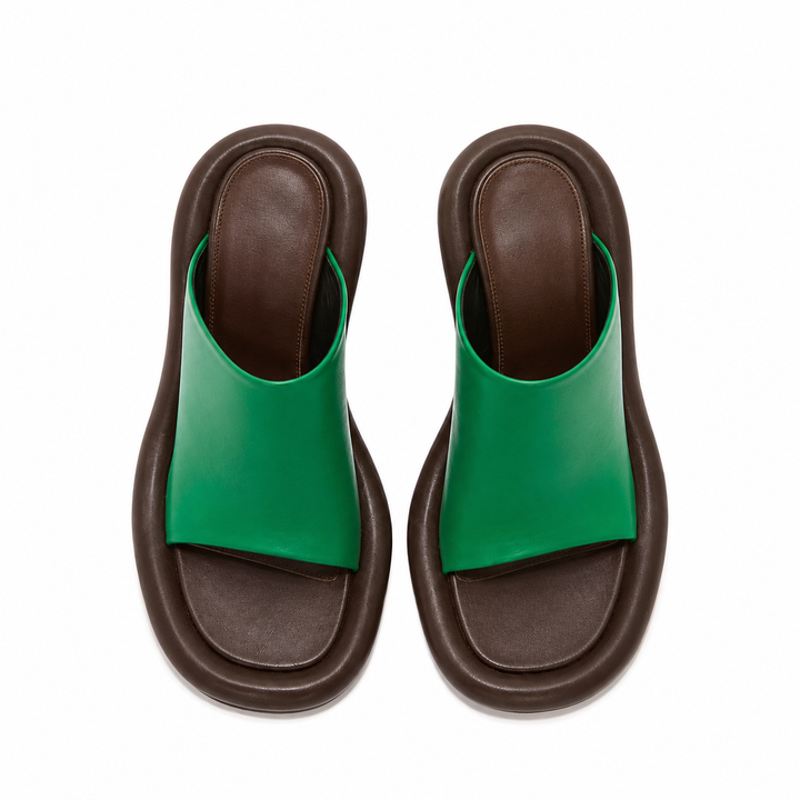 Colorblock Sculpted Heel Mule Sandals – CANDY
