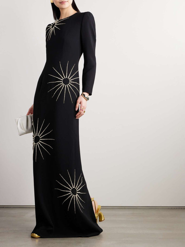 Embellished pearl motif gown – SOLENE