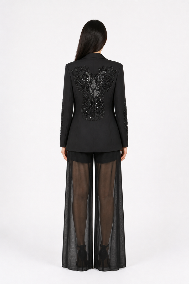Sheer Overlay Tailored Set – LUXE