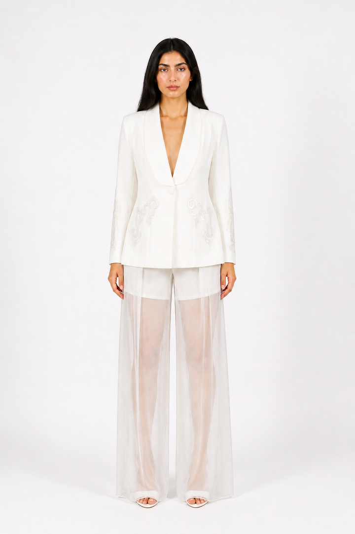 Sheer Overlay Tailored Set – LUXE