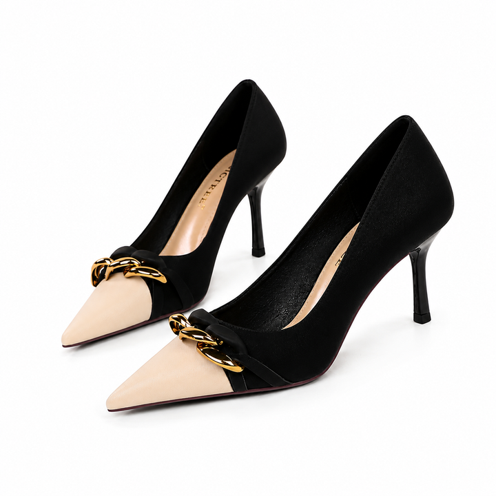 Elegant Two-Tone Pointed Toe Stiletto Heels – NOIRÉ