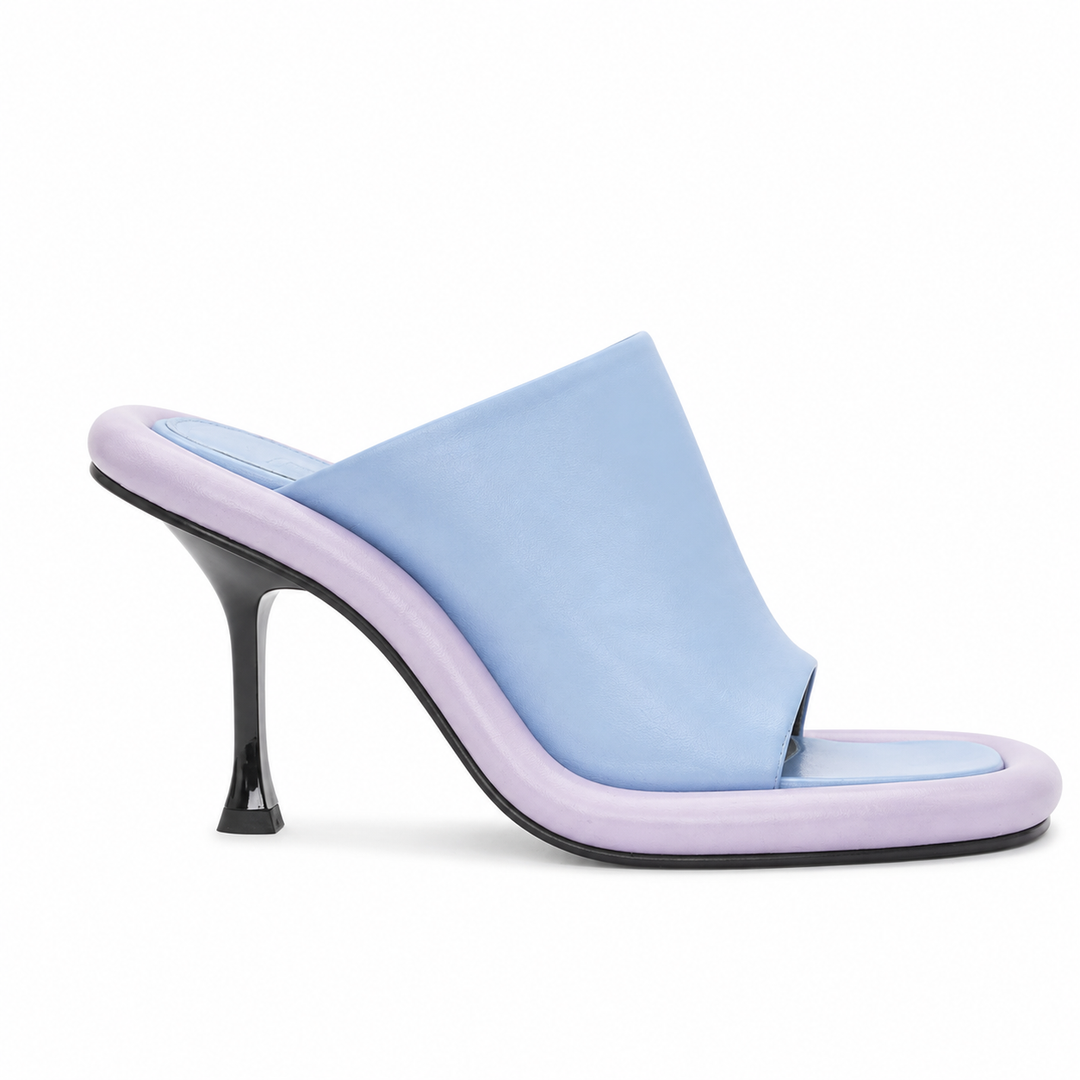 Colorblock Sculpted Heel Mule Sandals – CANDY