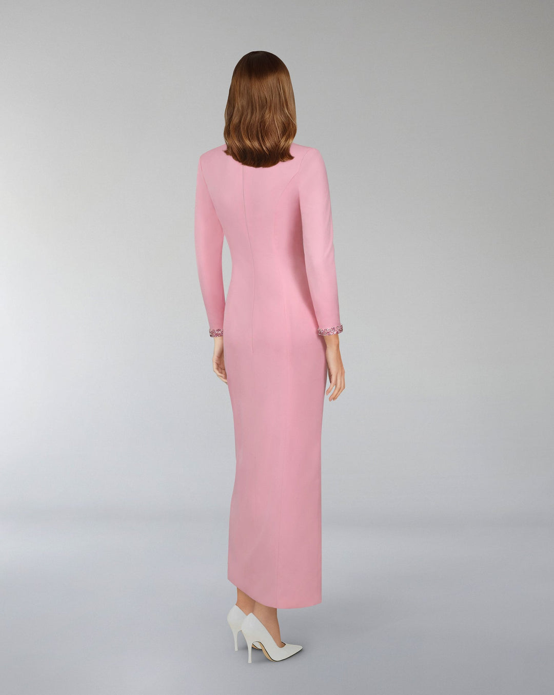 Beaded hearth neckline dress with front slit ODD-Lordin
