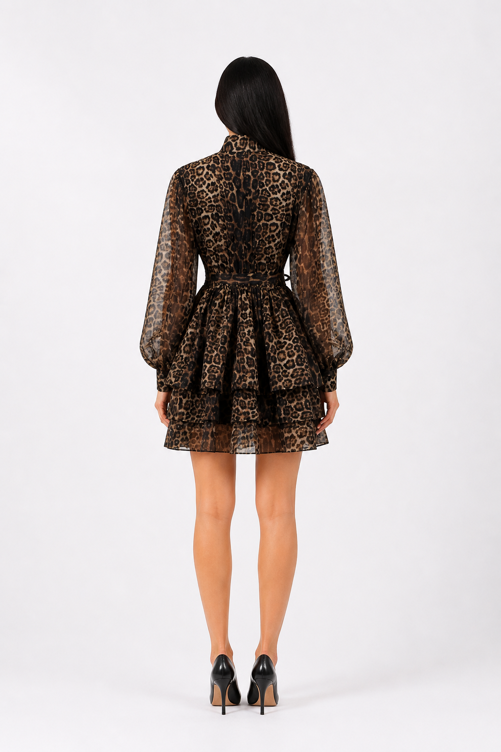 Leopard Print Sheer Layered Shirt Dress – NOIRÉ