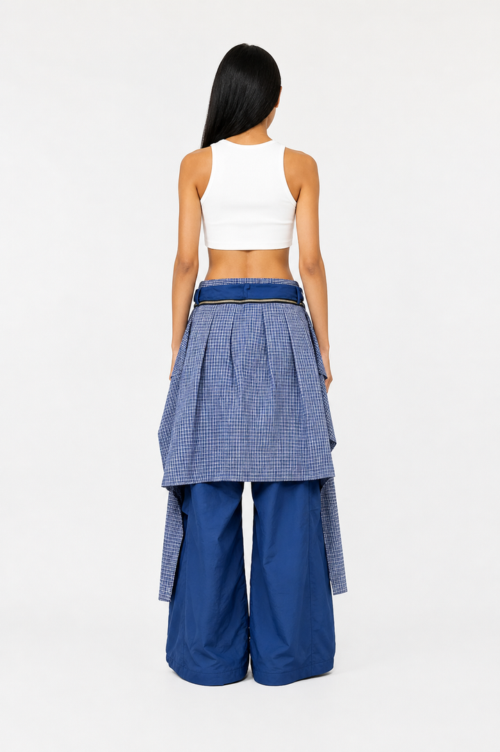 Layered Utility Wide-Leg Pants with Drawstring – NOVARA