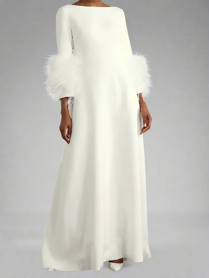 feather-cuff A-line gown – ODD- Zonal