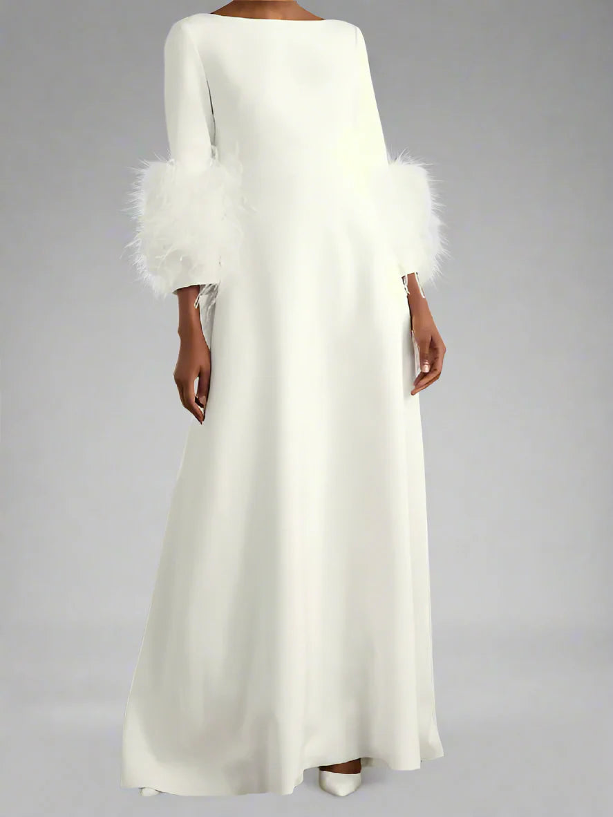 feather-cuff A-line gown – Zonal-1