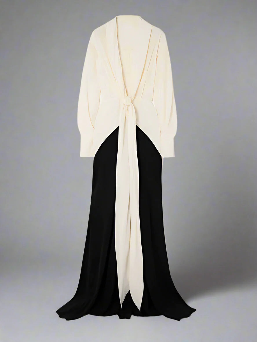 two-tone knotted drape gown – ODD- Slven