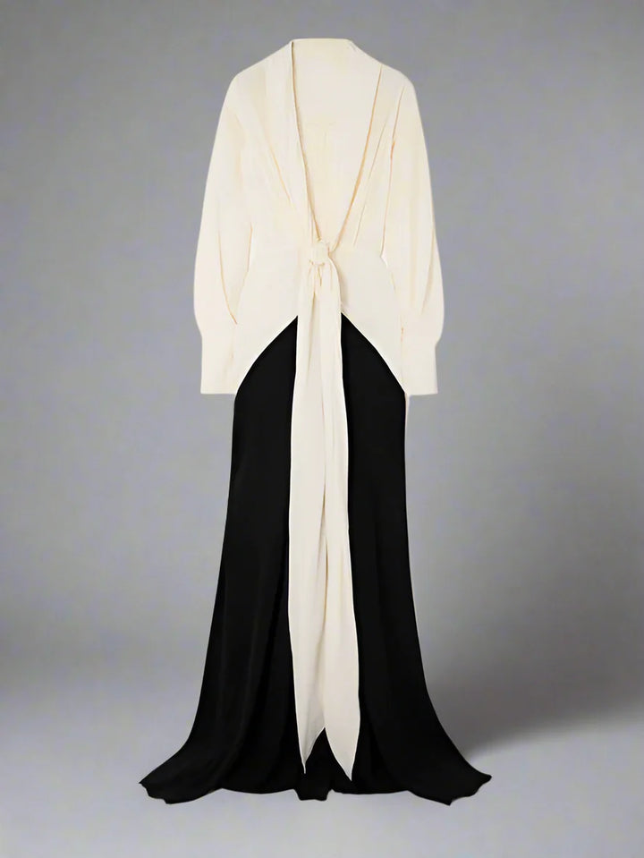 two-tone knotted drape gown – ODD- Slven