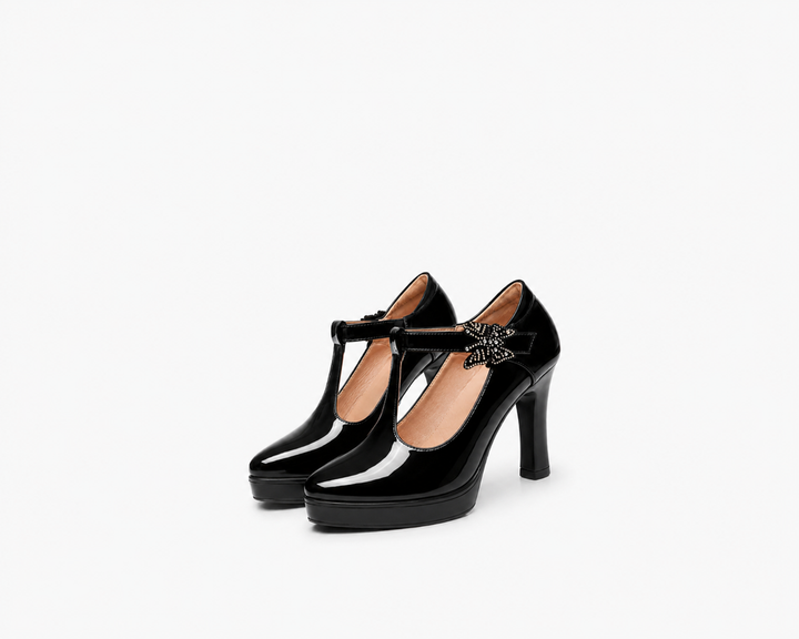 Patent Leather T-Strap Platform Heels – RUBYÉLLE