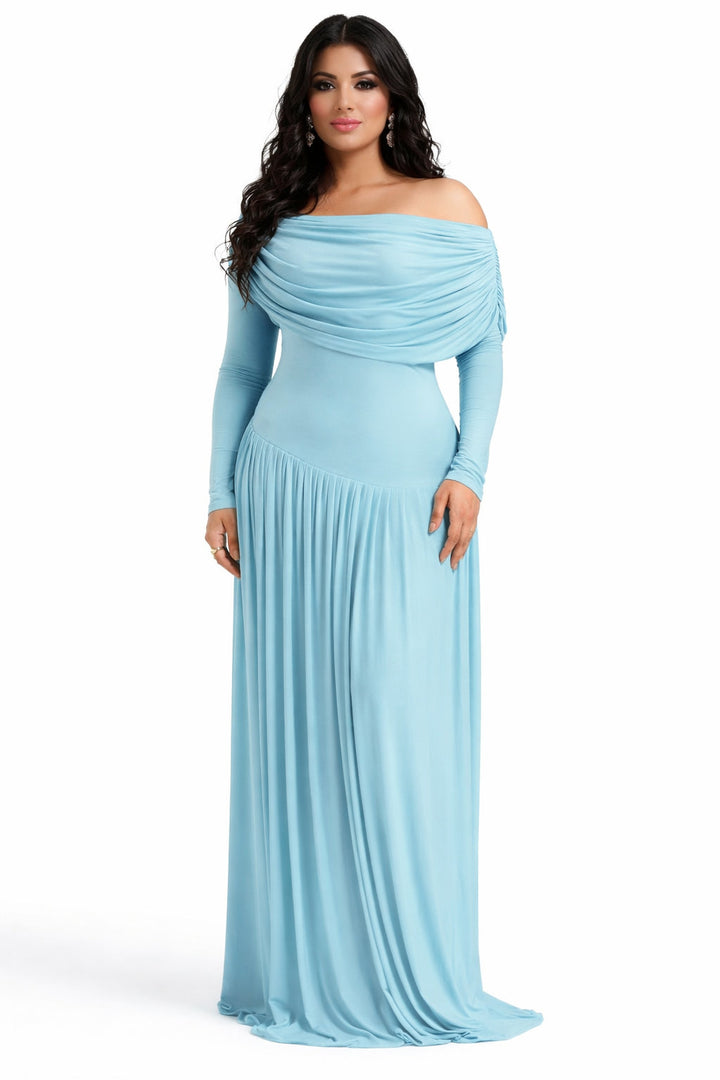 off-shoulder draped jersey gown – ARIA-1