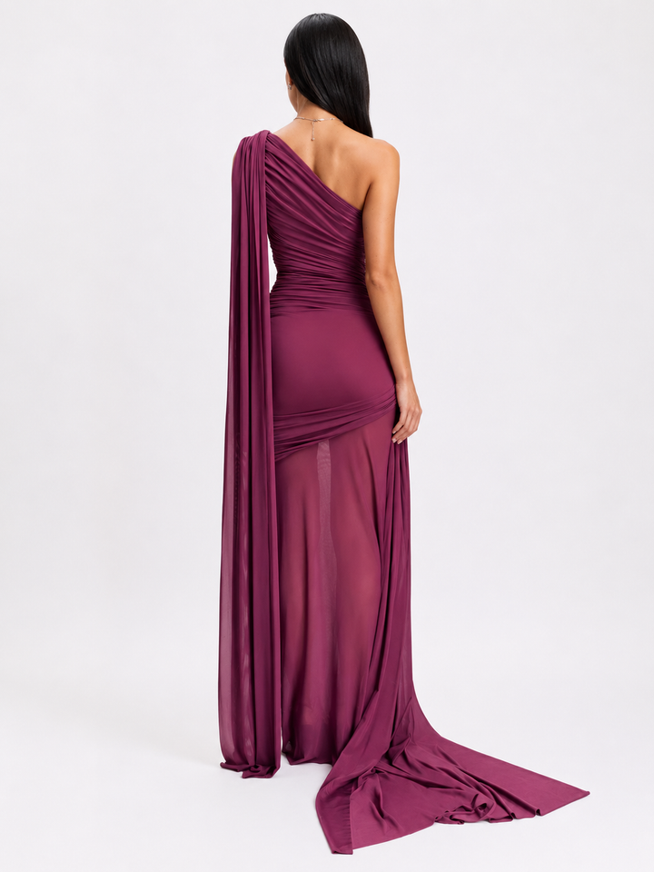Amethyst One-Shoulder Draped Gown - Radiance
