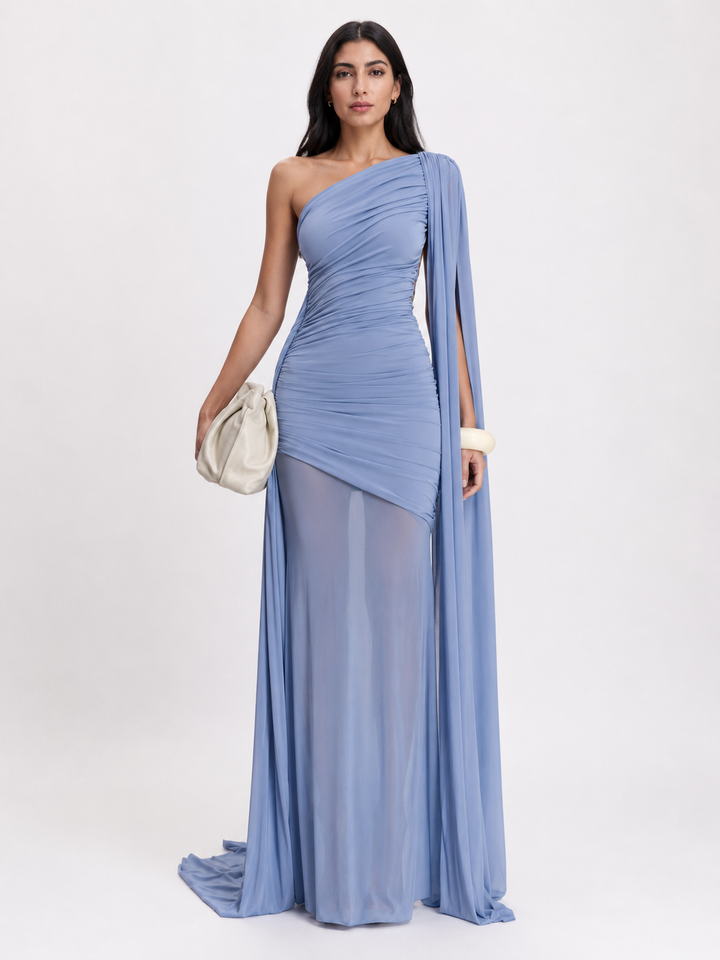 Amethyst One-Shoulder Draped Gown - Radiance