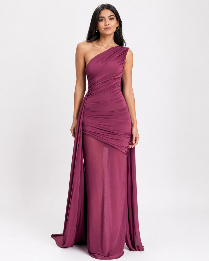 Amethyst One-Shoulder Draped Gown - Radiance